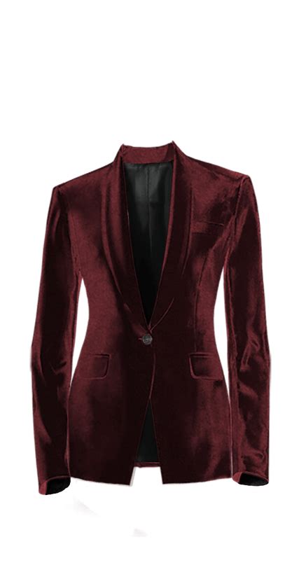 Burgundy Velvet One Button Blazer With Shawl Lapels Sumissura