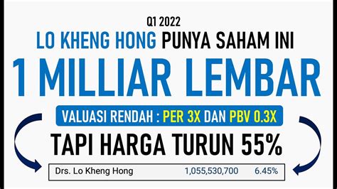 Lo Kheng Hong Punya Saham Ini 1 Milliar Lembar Tapi Harganya Lagi Turun