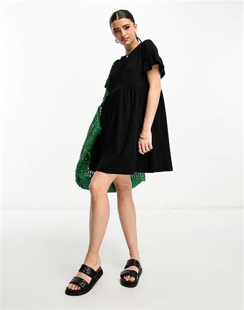 New Look Jersey Smock Mini Dress In Black Asos