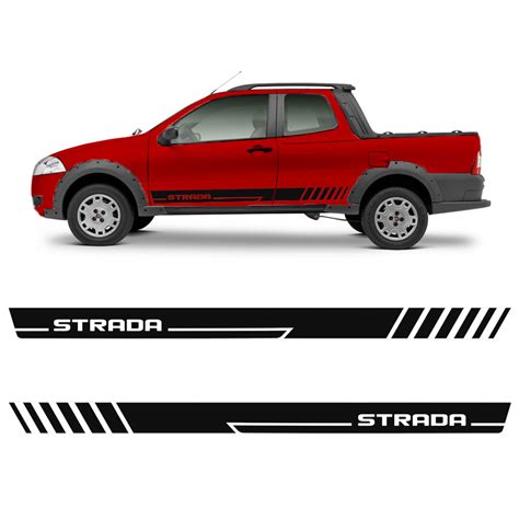 Faixa Fiat Strada Adesivo Preto Lateral Decorativo