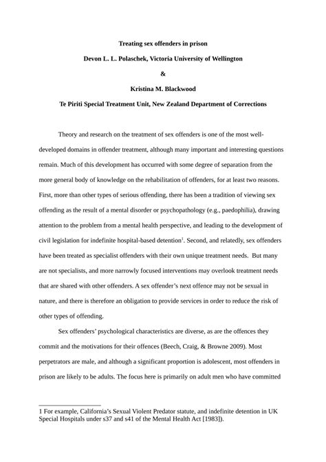 Pdf Treating Sex Offenders In Prison In The Oxford Handbook Of Prisons And Imprisonment