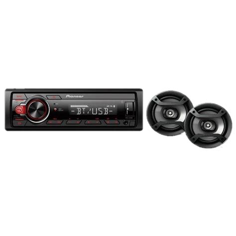 Combo Pioneer Mxt S216bt Radio Para Carro 2 Bocinas 65” Redondas