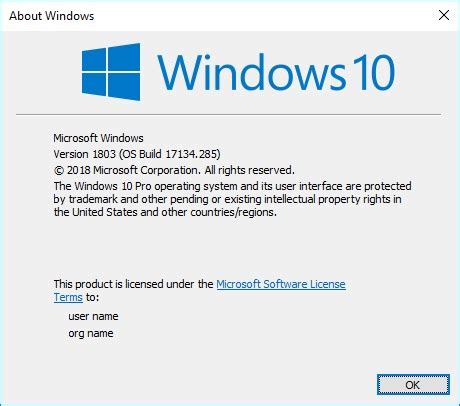 Windows Version And Build Of Windows 10 Pro