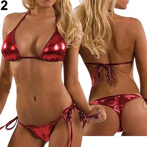 Lencer A Bikini Met Lico De Moda Para Mujeres Top Bottom Beachwear Stripper Wear Shopee