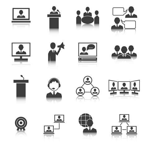 Business People Meeting Icons Set 460783 Vector Art At Vecteezy