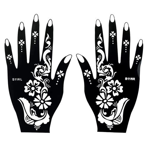 1 Pair New Sexy Women Temporary Henna Black Mehndi Flower Tattoo