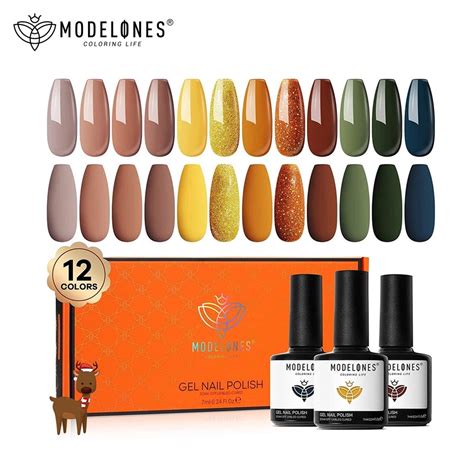 MODELONES Gel Nail Polish Kit 12 Colors Nude Black Set Classic Green LED Soak Off Red Starter