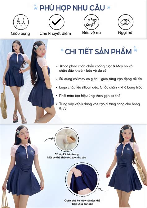 Bộ đồ bơi Nữ BIKINI PASSPORT kiểu Một mảnh váy tay ngắn Chubby Xanh Hồng BS1034 NV Shopee