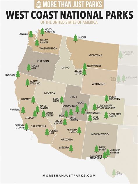 West Coast National Parks Map by More Than Just Parks download - Etsy