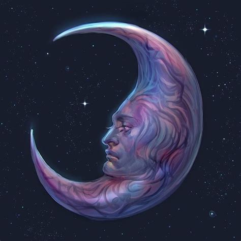 Melancholic Moon An Art Print By Naz Nemati Art Illustration