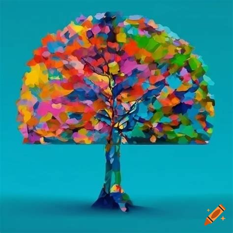 Colorful And Fragmented Modern Art Tree