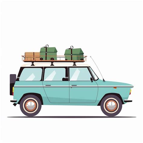 Premium Vector A Drawing Of A Car With Luggage On The Roof