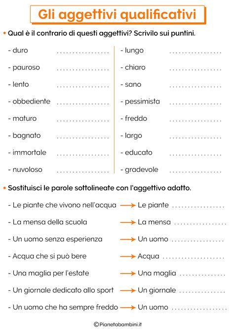 Gli Aggettivi Qualificativi Esercizi Per La Scuola Primaria Artofit