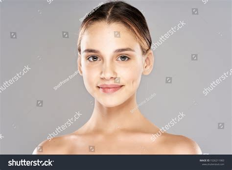 Naked Shoulders Happy Girl Smiling Camera Stock Photo Edit Now