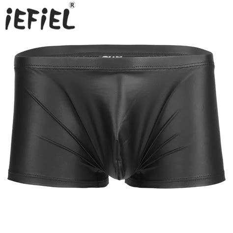 Iefiel Calcinha De Lingerie Corte Slim Couro Roupa De Baixo Cueca Masculina Roupa De Balada