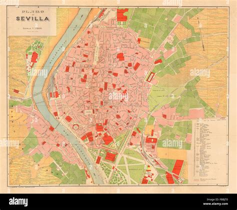 Sevilla Sevilla Plano Antiguo Cuidad Antike Stadt Plan Martin C1911