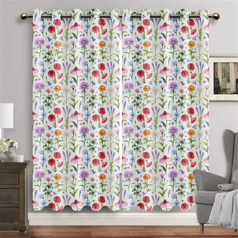 Flower Window Curtain Elegant Floral Printed Curtains for Bedroom ...