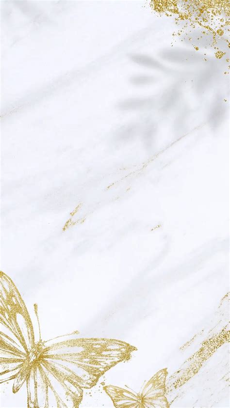 Download White And Gold Butterfly Print Wallpaper | Wallpapers.com