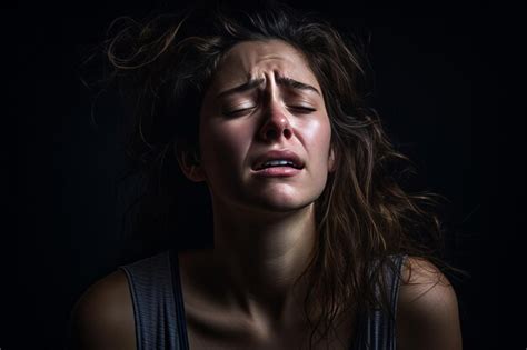 Premium Photo A Woman Is Crying In A Dark Room