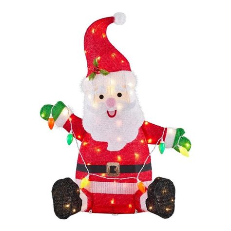 Home Accents Holiday 3 Ft Warm White Led Santa With Lights Yard