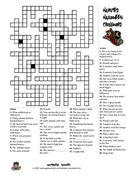 Halloween Crossword Free Printable Paringin St