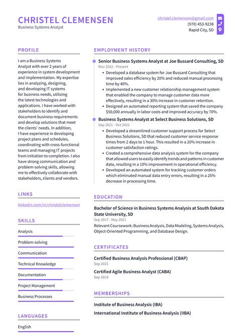 Microsoft Business Systems Analyst Resume Examples