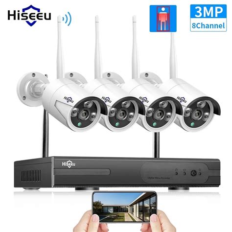 Hiseeu 3MP sistema de seguridad inalámbrico CCTV cámara IP al aire