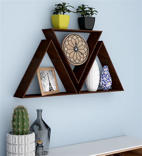 Buy Engineered Wood Wall Shelf In Walnut Finish By Wallmantra At