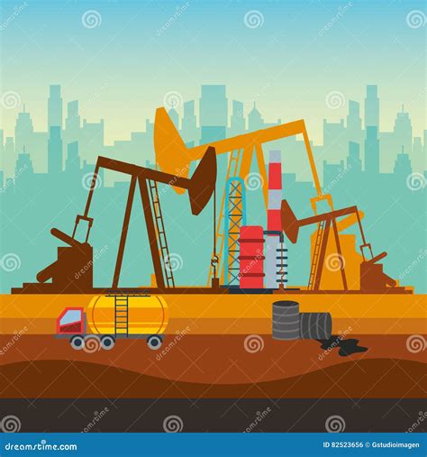 Projeto Da Indústria Petroleira Ilustração Stock Ilustração de