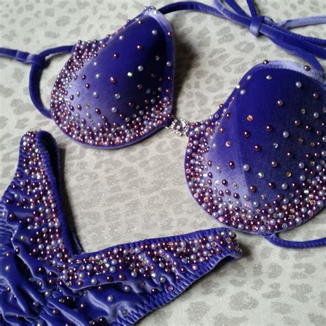 Violet Italian Smooth Velvet Competition Bikini Glitzy Bitzy