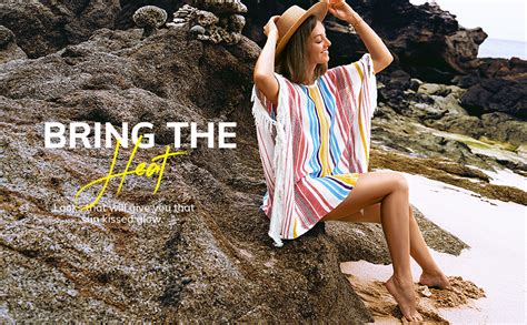 CUPSHE Damen Bikini Cover Up Strandkleid V Ausschnitt Fransen