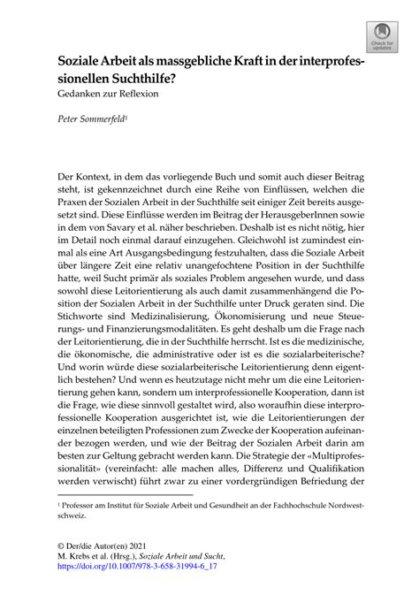 PDF Soziale Arbeit Als Massgebliche Kraft In Der Interprofessionellen