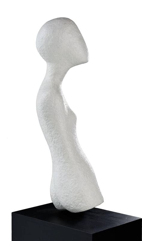 Haunting Nude Abstract Figural Modernist Plaster Sculpture And Pedestal Base Plaster Sculpture