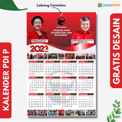 Jual Kalender Pilkada 2024 Kalender Caleg Partai PDI Perjuangan 190 G