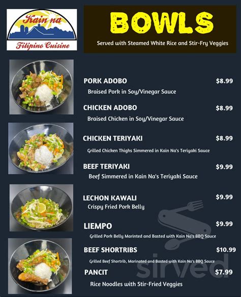 Kain Na Filipino Cuisine Menu In San Antonio Texas Usa