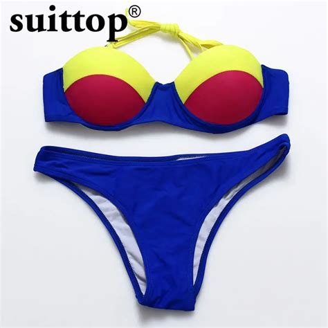 Suittop Bikini Summer New Sexy Maillot De Bain Push Up Women Swimwear Patchwork Swimsuit