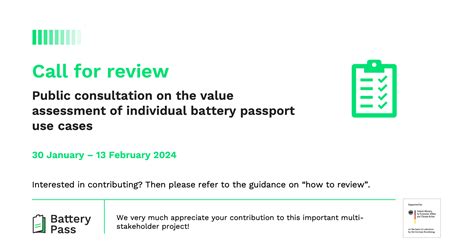 Public Consultation On The Value Assessment For Individual Battery Passport Use Cases The