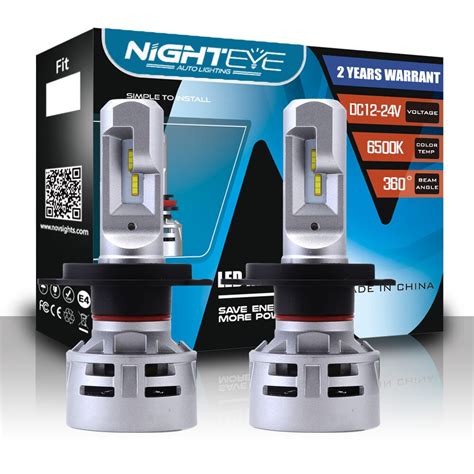 2 pièces H4 LED ampoules de phares de voiture 10000LM haute puissance