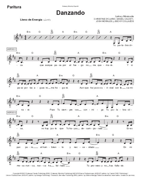 Danzando Sheet Music PDF Gateway Worship Español Christine D Clario