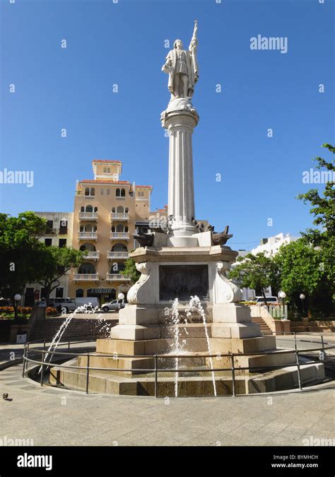 Christopher Columbus Statue On Plaza Colon Old San Juan Puerto Rico