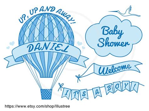 Baby Clip Art Hot Air Balloon Baby Shower It S A Boy Etsy