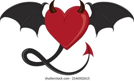 Black Heart Vampire Wings Horn Stock Vector Royalty Free