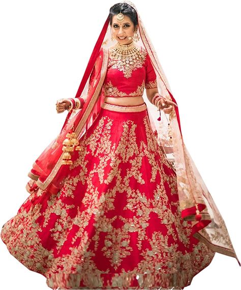 Shreebalaji Creation Womenss Red White Semi Stitched Bridal Lehengas