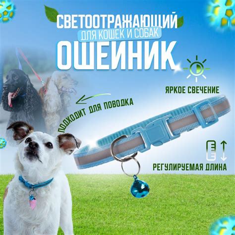 Ошейник светоотражающий с колокольчиком для кошек и собак мелких и ...