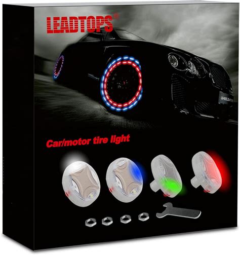 Amazon LEADTOPS Car Tire Wheel Lights 4 Pack Solar Energy Motion