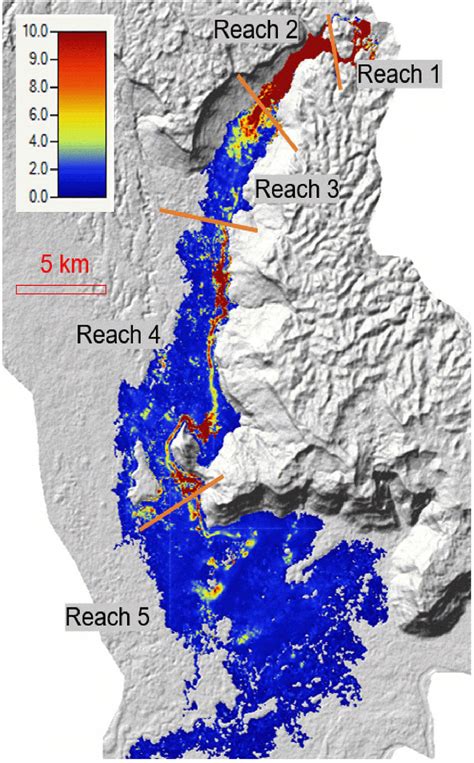 Hec Ras 2d Model Velocity Distribution Ms Along The Waterways At