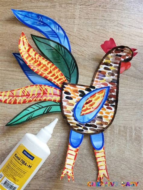 Аппликация "Петушок - золотой гребешок" (с шаблоном)