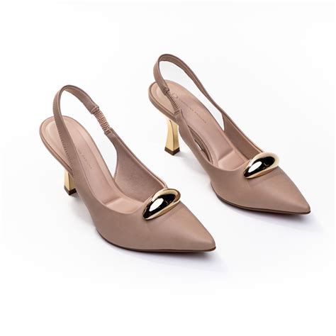 Scarpin Slingback Salto M Dio Esfera Nude Carolina Padilha
