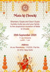 Mata Ki Chowki Invitation Card Eternal Templates