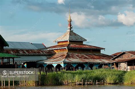 Temple On The Canal To Inya Lake Shan State Myanmar SuperStock